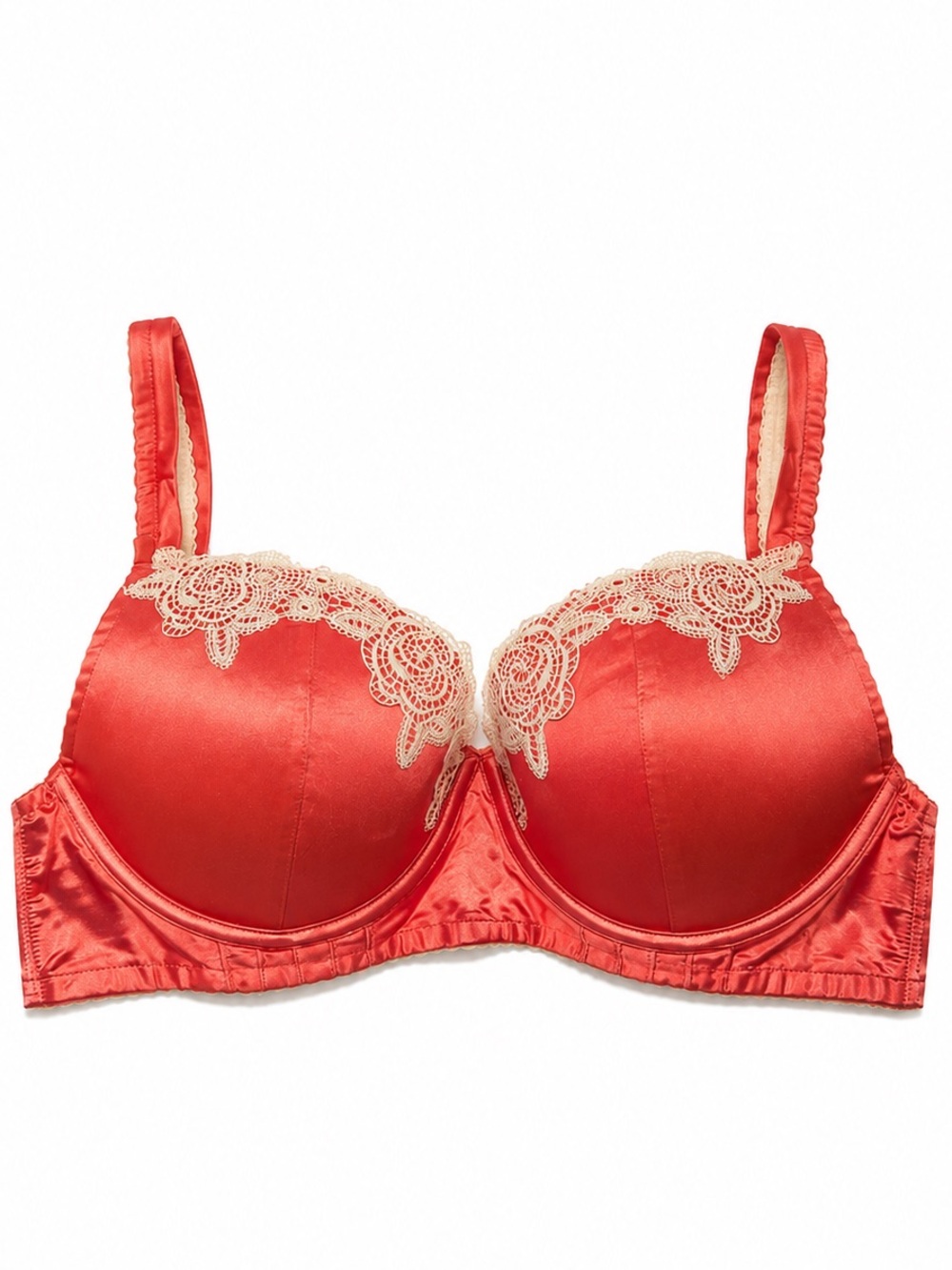 Elle Macpherson Orange Casablanca Lace Stretch Silk Satin Contour Bra 36C
